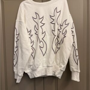 NWT BLUE B WOMEN'S OFF WHITE BOOT STITCHED SWEATSHIRT